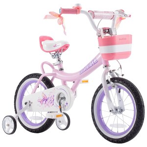 RoyalBaby Princess Girl Children's Bicycle Outdoor Ride-On Bike with Kickstand, Adjustable Seat, and Basket, Jenny/White-Pink - 1 of 4