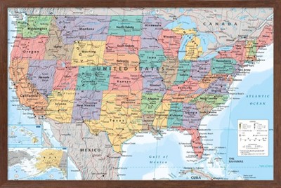 Trends International Usa Map 2023 Framed Wall Poster Prints Mahogany ...