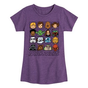 Girls' - Star Wars - Yoda and Friends Face Grid Fitted Short Sleeve Graphic T-Shirt - 1 of 4