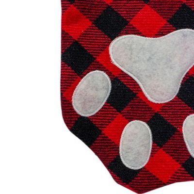 Red and Black Buffalo Plaid Pet Paw Christmas Stocking