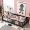 Lycvki Twin Size Floor Bed with Fence without Door, Rubber Wood Floor Bed with Safety Guardrails - 3 of 4