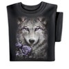 Collections Etc Wolf and Purple Roses Short Sleeve Graphic Tee - 3 of 4