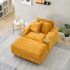 VASIP Green Corduroy Single Sofa with 1 Pillow and 2 Throw Pillows,  Footstool Convertible Storage Space ,for Small Space,Bedroom,Living Room - 3 of 4
