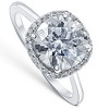 Pompeii3 2 1/2 Ct Diamond & Moissanite Cushion Halo Engagement Ring 14k White Gold - 2 of 4