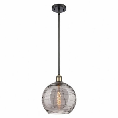 Athens Deco Swirl - 1 Light Stem Hung Mini Pendant In Industrial Style-13 Inches Tall and 10 Inches Wide