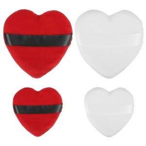 Unique Bargains Soft Heart Shape Puff Loose Powder Blender Beauty Makeup Tool Short Plush 4 Pcs - 1 of 4