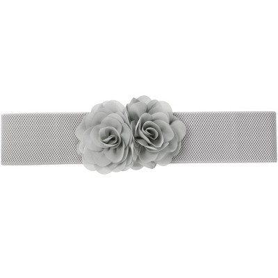 Elerevyo Women's Big Double-Flower Stretchy Elastic Wide Chunky Dress Waistband Belts