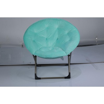 Comfy Oversized Saucer Chair for Adults ¨C Soft Faux Fur Plush Folding Moon Chair, Thick Padded Stable Metal Frame Reading Lounge Chair