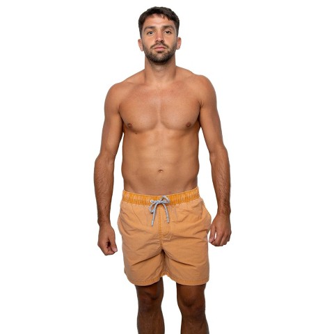 HEAT Swimwear Mens Swim Trunks, Washed Orange (S)