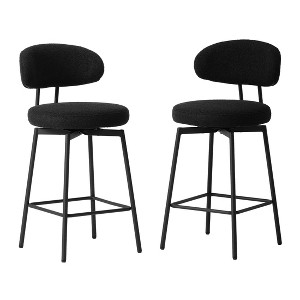 WestinTrends Alexandria Modern Upholstered Faux Shearling Fabric Counter Height Bar Stools with Back (Set of 2 - 1 of 4