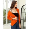 BLUEMING Womens 3/4 Sleeve Cropped Blazer Open Front Cardigan Business Casual Collarless Work Jacket Shrug - 3 of 4