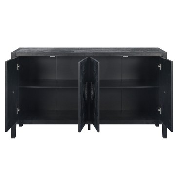 NicBex 59.8 Inch 4-Door Sideboard Storage Cabinet with Carved Flower Door Handle for Living Room,Office and Entryway