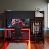 Mshliw Wood Gaming Loft Bed with Built-in Desk, Wardrobe, Drawer, LED Lights, Guardrails and Ladder - 4 of 4