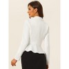 INSPIRE CHIC Women's Vintage Shawl Collar Long Sleeve Ruffle Hem Work Short Blazer - 3 of 4