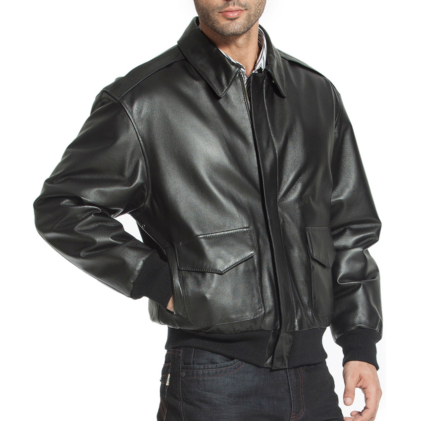 Landing Leathers Air Force Men A-2 Leather Flight Bomber Jacket Black XX-Large, цвет: Коричневый — фото 3