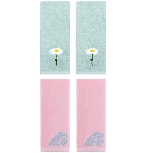 REGALWOVEN Cotton Soft Absorbent Floral Pattern Hand Towel 13" x 30" - 1 of 4