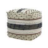Helton Handcrafted Boho Fabric Pouf Blue/White/Red - Christopher Knight Home