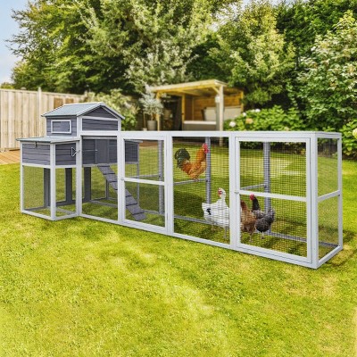 150" Extra Large Outdoor Wooden Chicken Coop with Rust,2 Nesting Boxes & 5 Perches,Durable Hen House for Backyard Poultry-Maison Boucle