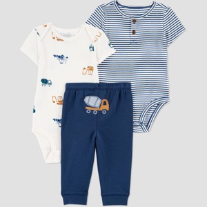 Carter's Just One You® Baby Boys' 3pc Construction Printed Bodysuit Set - Blue - 1 of 4