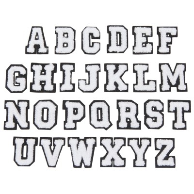 Bright Creations 62 Pieces White Iron On Embroidery Patches, A-Z Varsity Patch Letters (1.4 x 1.3 in)