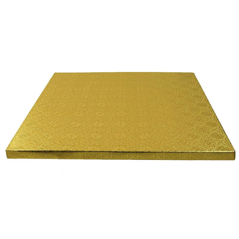 O'Creme Gold Square Cake Pastry Drum Board 1/2 Inch Thick, 16 Inch x 16 Inch - Pack of 5, 2 of 5