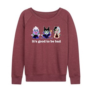 Women's - Disney Villains - It's Good To Be Bad Lightweight French Terry Wide Neck Long Sleeve Shirt - 1 of 4
