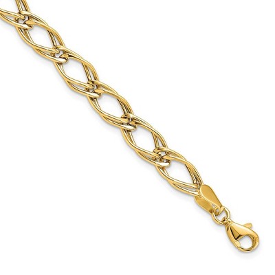Black Bow Jewelry 7mm Double Link Chain Bracelet in 14k Yellow Gold, 7 Inch
