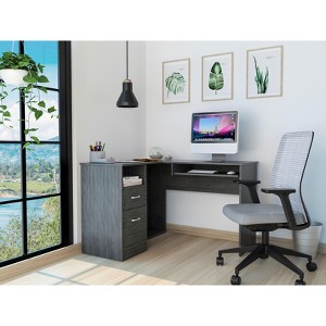 PAGED Computer Desk Modern Office Desk with 2 Open Shelves and Storage Drawer for Office - 1 of 4