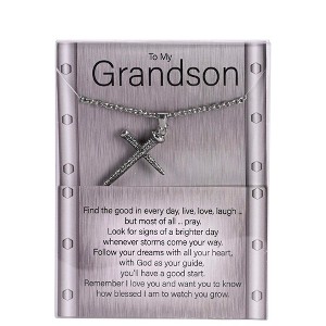 Dicksons to My Grandson Nail Cross Pendant Men's 24 Inch Silver Plated Stainless Steel Everyday Necklace in Presentation Box - 1 of 4