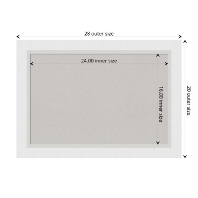 Blanco White Framed Grey Cork Bulletin Board, 28 x 20 Inches