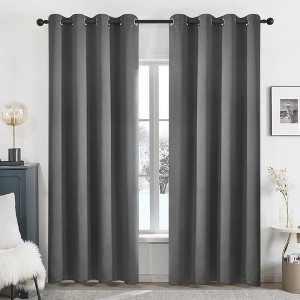 Deconovo 2 Panels Blackout Curtains with Black Backing, 8 Grommets, Thermal Drapes - 1 of 4