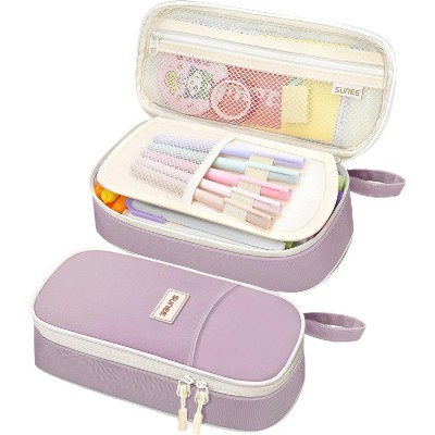 Paaaawaters Cute Pencil Case, Aesthetic Pen Pouch, Colored Large Pencil Bag with Zipper, Kawaii Stationery Storage and Organizer