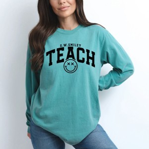 Simply Sage Market S.W.Smiley Teach Varsity Arched Garment Dyed Long Sleeve - 1 of 4