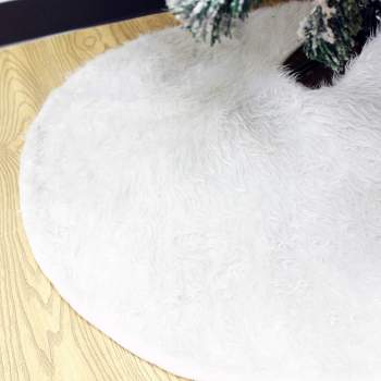 Joiedomi 36” Faux Fur Christmas Tree Skirt Snowy White