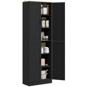 Aghana Digitals Distressed Gray Freestanding Kitchen Pantry with 4 Doors, 6-Tier Adjustable Shelves - 1 of 4