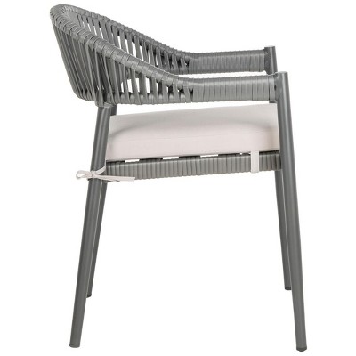 Greer Gray Aluminum Rope Dining Chair with Cushions