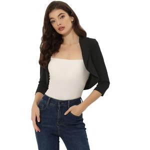 INSPIRE CHIC Women's Elegant Evening Wedding Lapel Collar Bolero Shrugs - 1 of 4
