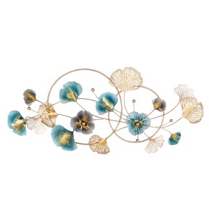 YIYIBYUS Home Metal Wall Decor, 3D Golden Ginkgo Leaf Wall Hanging Decor with Frame - 1 of 4