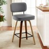 Bekrvio 26" Swivel Counter Height Bar Stools - Upholstered Faux Leather with Back, Bent Wood Legs, Mid Century Modern Kitchen Island Counter Stools - 2 of 4