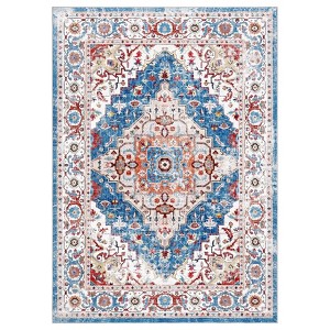 Coolmee Area Rugs for Living Room,Non-Slip Backing Washable Rugs,Vintage Large Area Rug，Stain Resistant Home Decor Rug Multi Color - 1 of 4