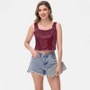 Anna-Kaci Women's Sequin Square Neck Tank Top with Sleeveless Design and Cropped Fit - 4 of 4