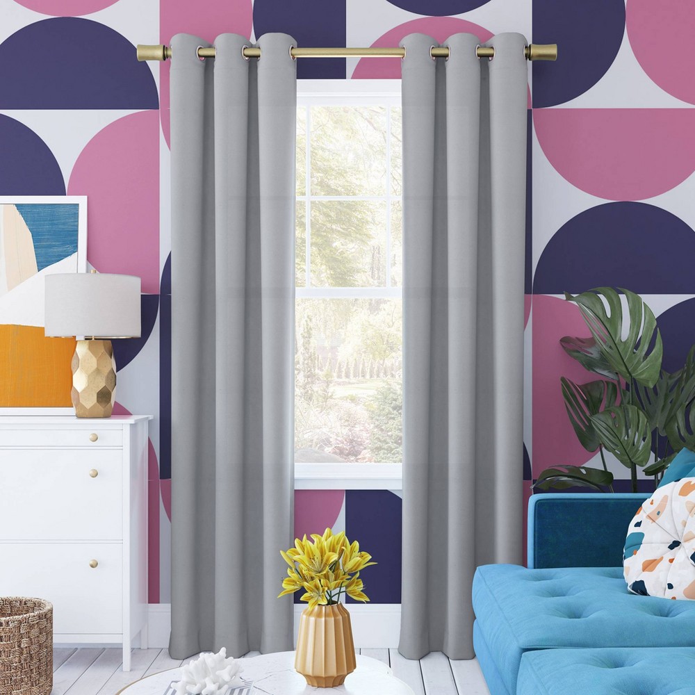Photos - Curtains & Drapes 96"x40" Harper Bright Vibes Grommet Top 100 Blackout Curtain Panel Gray 