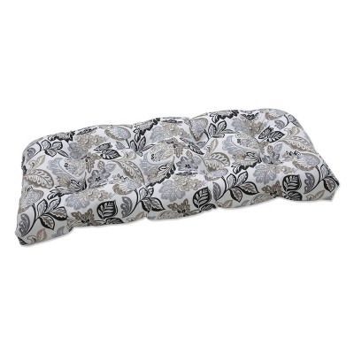 Outdoor/Indoor Loveseat Cushion Dailey Pewter Black - Pillow Perfect
