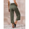 ECUPPER Womens Linen Cropped Pants Loose Casual Capri Cotton Wide Leg Plus Size Elastic Waist with Drawstring Trouses - 3 of 4