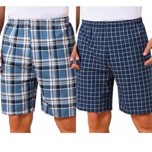INSPIRE CHIC Men's Summer Lounge Elastic Waist Plaid Sleep Shorts 2 Packs - 1 of 4