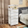 Aoibox White Vertical 5 Drawer Dresser Fabric Storage Tower with Double Shelf Sturdy Steel Frame Wood Top for Bedroom Hallway Nursery - 2 of 4