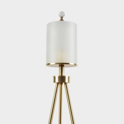 Elegant Silver Tripod Floor Lamp with Glass Shade