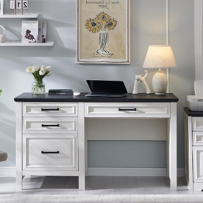 SinCiDo Home Desk,53" Wide Desk in the Farmhouse,Adjustable Filing Cabinet A4/ Letter /F4/Lega,3 Drawers, Desk for Study and Bedroom