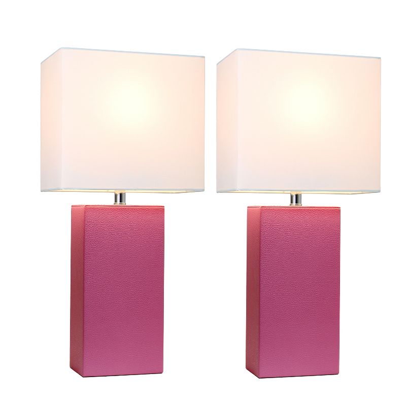  (Set of 2) 21" Monaco Avenue Modern Leather Table Lamp - Elegant Designs, 3 of 5