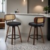 Swivel Bar Stools Set of 2, 26" Upholstered Faux Leather Counter Height Barstools with Walnut Back & Bentwood Legs - Leovsnove - 3 of 4